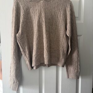 Uniqlo Taupe Cable Knit Hooded Sweater